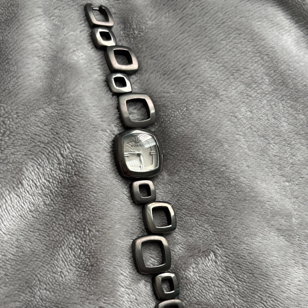 Fossil Gunmetal Geometric Square Bracelet Watch